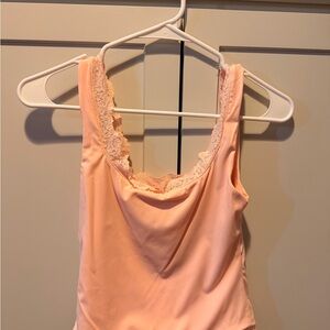 Lace Trim Pink Tank Top